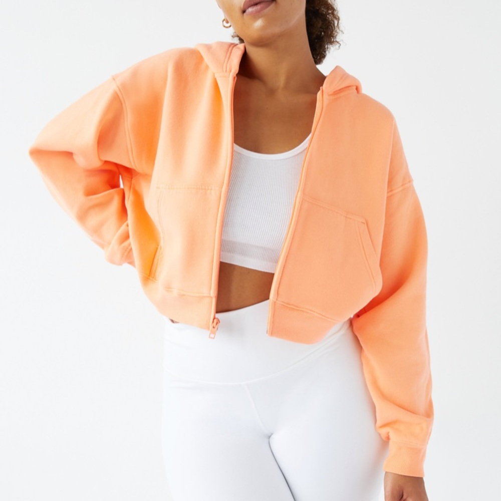 aritzia orange zip up hoodie